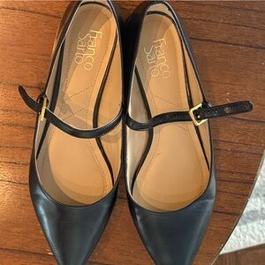 Franco Sarto Black Pointed Flats with Strap